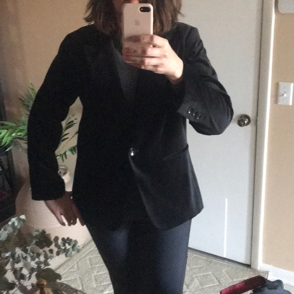 Chico’s classic one button velvet blazer Sz 2 - Picture 7 of 7